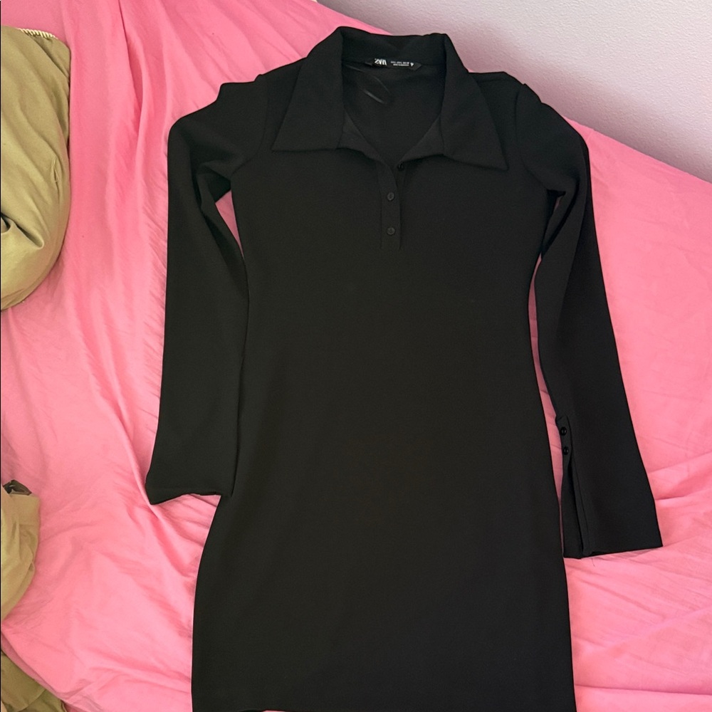 Zara Classic Black Long Sleeve Dress